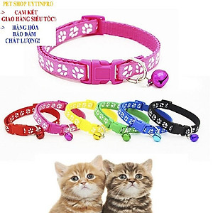 VÒNG CỔ LỤC LẠC CHO PET THÚ CƯNG CHÓ MÈO Dưới 5kg In hình bàn chân Chất liệu dù
