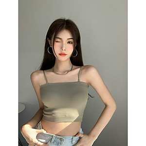 Áo 2 dây gân tăm siêu ôm tạo dáng form ngực -Áo bra kiểu ống mix đồ siêu xinh, gam màu thời thượng