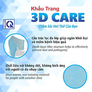 KHẨU TRANG Y TẾ NGƯỜI LỚN VẢI 3D CARE (COMBO 10 CÁI) CHÍNH HÃNG RANDO