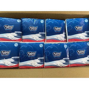 Khăn giấy vuông Pulppy khổ lớn 33 x 33 cm mềm mịn 100 tờ - HTpaper