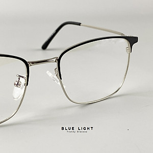 Gọng Kính Cận, Kính Giả Cận Chống UV Dáng Vuông Kim Loại Thanh Mảnh - BLUE LIGHT  