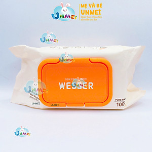 (Mẫu Mới) Combo 10 Gói Khăn Ướt Wesser Không Hương dành, Dạng Khăn Trơn An Toàn Cho Bé