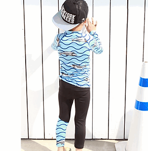 Đồ Bơi Bé Trai Tay Dài Che Nắng Họa Tiết Cá Mập Xám BB040 MayHomes Thun Lạnh Co Giãn Và Không Phai Màu