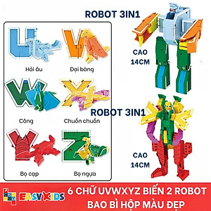 Đồ Chơi Bảng 26 Chữ Cái Biến Hình Lắp Ghép Chiến Binh Robot Khủng Long Lớn Sáng Tạo Chữ Số Và Dấu