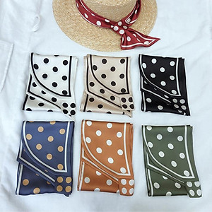 Khăn lụa đa năng thời trang Hàn Quốc dễ thương họa tiết chấm bi AKL22