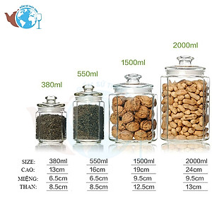 Hũ Thủy Tinh LỤC GIÁC Đựng Gia Vị 2000 Ml, Lọ Gia Vị Thủy Tinh, Hũ Đựng Thực Phẩm Khô,Lọ Muối Dưa- Hàng Loại 1-Chính Hãng MINIIN