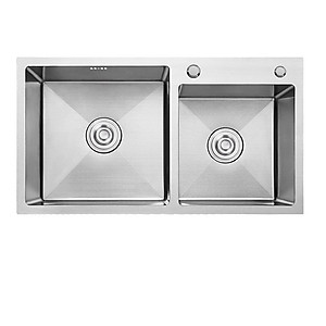 Combo chậu rửa bát inox sus304 8245, vòi rửa bát inox nóng lạnh cổ ngỗng, rá inox, bình xà phòng, xả chậu