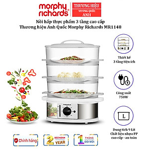 Nồi hấp thực phẩm 3 tầng Morphy Richards MR1148 công suất 750W - Hàng Nhập Khẩu