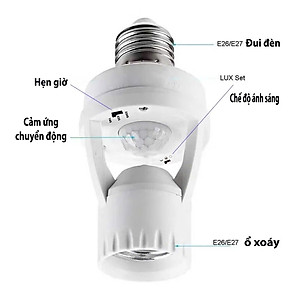 Đui Đèn Cảm Biến Chuyển Động Tự Bật Tắt E27, Đuôi Đèn Xoáy Cảm Ứng Radar Tiết Kiệm Điện - HÀNG CHÍNH HÃNG MINIIN