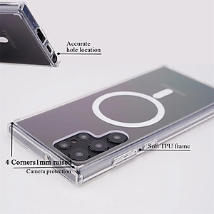 ốp lưng magnetic cho Samsung Galaxy S22 Ultra / S22 Plus / S22 5G hiệu HOTCASE Ultra Crystal Clear - thiết kế trong suốt, chống sốc chống va đập - Hàng nhập khẩu