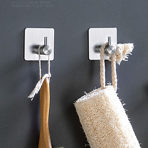 Móc Dán Tường Inox SUS304 treo đồ gia đình phòng ăn, nhà bếp, nhà tắm tiện lợi