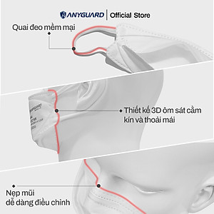 Khẩu Trang Y Tế Hàn Quốc KF94 Chính Hãng ANYGUARD Tiêu Chuẩn kháng bụi Châu Âu FFP2 Lọc 94% Bụi Mịn tới PM2.5, 4 Lớp Ngăn 99% Vi Khuẩn, An Toàn Cho Da Nhạy Cảm (Hộp 20 Chiếc)