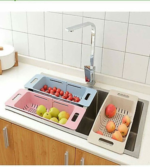 Rổ nhựa gác bồn rửa chén rút gọn