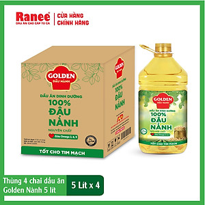 {Đơn 199k tặng hộp bơ 80g} Thùng Dầu Đậu Nành cao cấp Golden 5 lít (5 lít/chai x 4 chai)