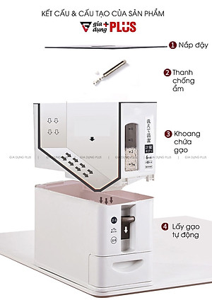 [Hàng Sẵn] Hủ đựng gạo thông minh xuất nhật , lấy gạo tự động trong suốt Chống bụi có nắp, dung tích 12kg lớn dành cho gia đình bạn