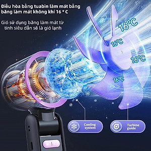 Quạt sạc mini Cầm Tay K801, sạc nhanh, màn hình LED - Quạt sò lạnh - Hàng chính hãng
