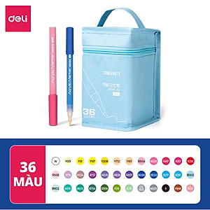 Bút Sơn Acrylic Marker Chống Nước Deli - Kèm túi vải - 24/36/48/60 Màu Vẽ Trên Mọi Chất Liệu Tô Màu DIY Giày Vải Chai Lọ