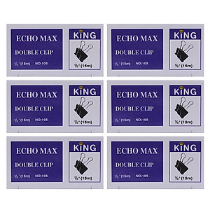 Bộ 6 Hộp Kẹp Bướm Echo (15mm) - Đen