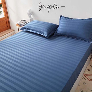 Bộ Ga Gối Cotton Kẻ 3F Lidaco Chuyên Dụng Cho Homestay, Khách Sạn - Xanh Biển
