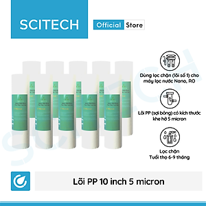 Combo 10 lõi lọc PP 10 inch 5 micron - Lõi số 1 máy lọc nước Nano/UF/RO, bộ lọc thô - Hàng chính hãng
