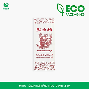 MFT1C - 24x9.5x4.5 cm - 1000 Túi giấy bánh mì trắng có in