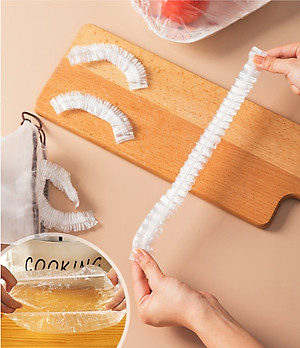 Set 100 màng bọc thực phẩm túi gấu Màng bọc thực phẩm PE có chun bọc đồ ăn co giãn tái sử dụng GD435-MangBocTP - Hàng loại 1 chính hãng MINIIN