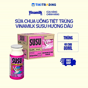 Sữa chua uống hương dâu Vinamilk Susu - Thùng 48 chai 80ml