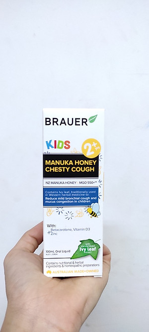 Siro giảm ho cho bé từ 2 tuổi Brauer Kids Manuka Honey Chesty Cough giảm ho khan, ho có đờm - QuaTangMe Extaste