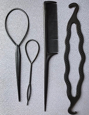 Set Dụng Cụ Tạo Kiểu Tóc 4 Sản Phẩm, Màu Đen, Nhỏ Gọn, Dễ Sử Dụng, Bới Tóc Tạo Những Phong Cách Khác Nhau Trẻ Trung, Quyến Rũ, Tiết Kiệm Thời Gian Tạo Kiểu Hàng Ngày Hoặc Tham Gia Sự Kiện, Chất Liệu Nhựa Dẻo, Độ Bền Cao, Phát Huy Ý Tưởng Sáng Tạo