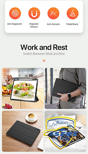 [iPad Air 6 M2] Bao Da Chính Hãng Dux Ducis Domo Kèm Khay Đựng Bút Dành Cho iPad Air 6 M2 -11 inch 2024. iPad Air 6 M2 - 13 inch 2024 - Hàng Nhập Khẩu 