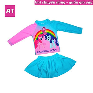 Đồ bơi bé gái tay dài hình Elsa - Pony từ 10-39kg -quần giả váy tạo kín đáo- Kiến Lửa