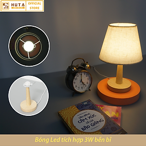 Đèn ngủ để bàn HUTA G2S Gỗ Chao Nón Vintage Dễ thương Decor Trang trí phòng ngủ, Đọc Sách Đầu Giường, Đầu Cắm USB, Đèn Vàng Bóng LED Tiết Kiệm Điện