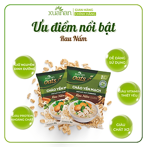 Thùng 30 Gói Cháo Yến Mạch Rau Nấm Xuân An 40G [chay dùng được] (Tặng Kèm 5 Gói)