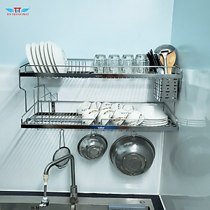 Kệ chén bát 2 tầng đa năng inox 304 Tín Thành Phát – Đựng chén đĩa ngăn nắp, tiết kiệm không gian