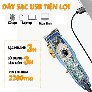 Tông đơ cắt tóc chuyên nghiệp KEMEI KM-2709PG điều chỉnh 2 mức tốc độ, sử dụng sạc USB sạc nhanh pin trâu 3h, có màn hình LCD hiển thị tăng đơ cắt tóc trẻ em và người lớn dùng cho gia đình, salon tiệm tóc barber - Hãng phân phối chính thức