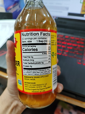 Giấm Táo Hữu Cơ Bragg Nhập Khẩu Chính Hãng Từ Mỹ