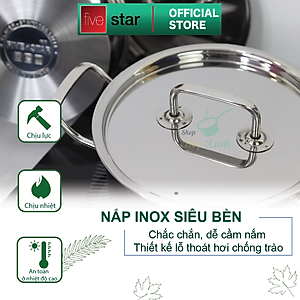Bộ nồi quánh inox Fivestar 3 đáy từ nắp inox 3 món