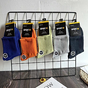 5 đôi tất vớ nam cao cổ style Nhật Bản vải sợi sồi vintage kháng khuẩn khử mùi co dãn tốt