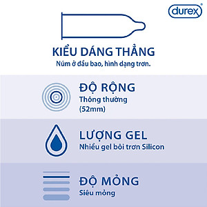Bao cao su Durex Invisible Extra Thin Extra Lubricated 1 Hộp 10 Bao