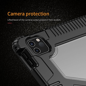 Bao da chống sốc cho iPad Pro 12.9 2020 2021 M1 2022 M2 hiệu Nillkin Bumber có ngăn đựng bút chống va đập, mặt lưng show Logo táo, cơ chế smartsleep - Hàng chính hãng