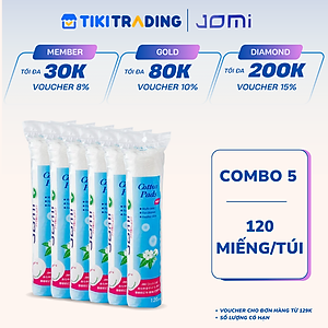 Combo 5 Bông tẩy trang Jomi 120 miếng/gói