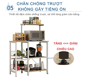 Kệ lò vi sóng đa năng 185N thương hiệu 9House kệ bếp để lò nướng nồi cơm điện kèm giá rổ để rau củ gia vị loại khung sắt dày sơn tĩnh điện chống rỉ mặt gỗ MDF lõi xanh chống ẩm bề mặt phủ melamine chống thấm cao cấp - Hàng chính hãng