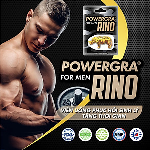 Viên uống phục hồi và tăng cường sức khỏe sinh lý nam giới Powergra Rino - Vỉ dùng thử 1 viên