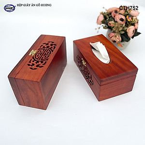 Hộp Giấy Ăn Bằng Gỗ Hương (Cỡ lớn - đủ mẫu) Đục Khắc Hoa Văn Tinh Xảo/Độc Đáo