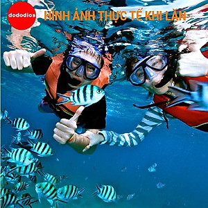 Kính lặn biển ống thở dododios với 2 van ngăn nước 100%, mặt nạ lặn với mắt kính cường lực