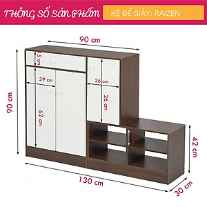 Tủ để giầy bằng gỗ thiết kế thông minh SMLIFE Raizen