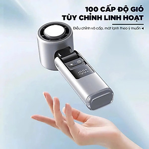 Quạt Cầm Tay Mini Sò Lạnh 6000mAh, Quạt Tích Điện Làm Mát Nhanh, Gấp Gọn, Nhiều Tốc Độ Gió, Tặng Dây Đeo - HÀNG CHÍNH HÃNG MINIIN