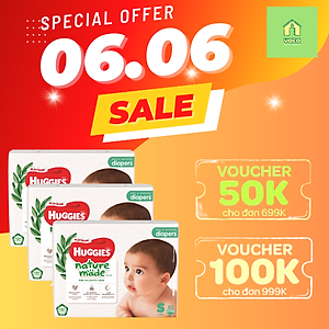 Combo 3 gói tã dán Huggies Nature Made size S82 miếng
