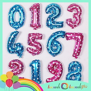 Bong bóng số 0-9 màu xanh màu hồng trang trí tiệc xinh