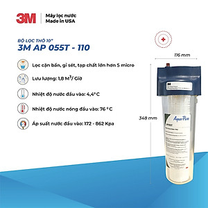 Bộ Lọc Thô 3M AP11T | AP055T Cao Cấp Kèm Lõi 10 inch Không Dùng Điện, Không Nước Thải, Nhập Khẩu Mỹ - Hàng Chính Hãng 3M